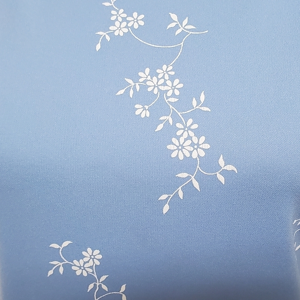 90s Vintage Zanoni by Jalate Sky Blue White Floral Print Mini Sheath Dress M USA - Picture 7 of 15